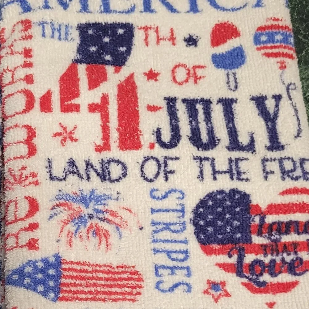 4th of July Kitchen Towel & Blue/White Check Kitchen Towel